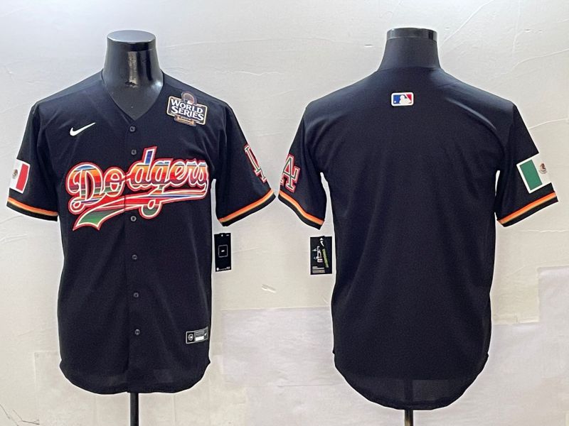 Men Los Angeles Dodgers Blank Black rainbow Nike 2025 MLB Jersey style 3
